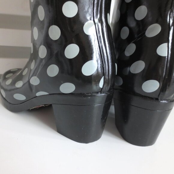 NWOB KATE SPADE RANDI POLKA DOT RAIN BOOTS BLACK Sz-7.5 - Picture 5 of 8